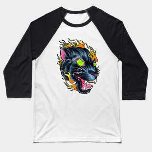 Flaming Panther Baseball T-Shirt